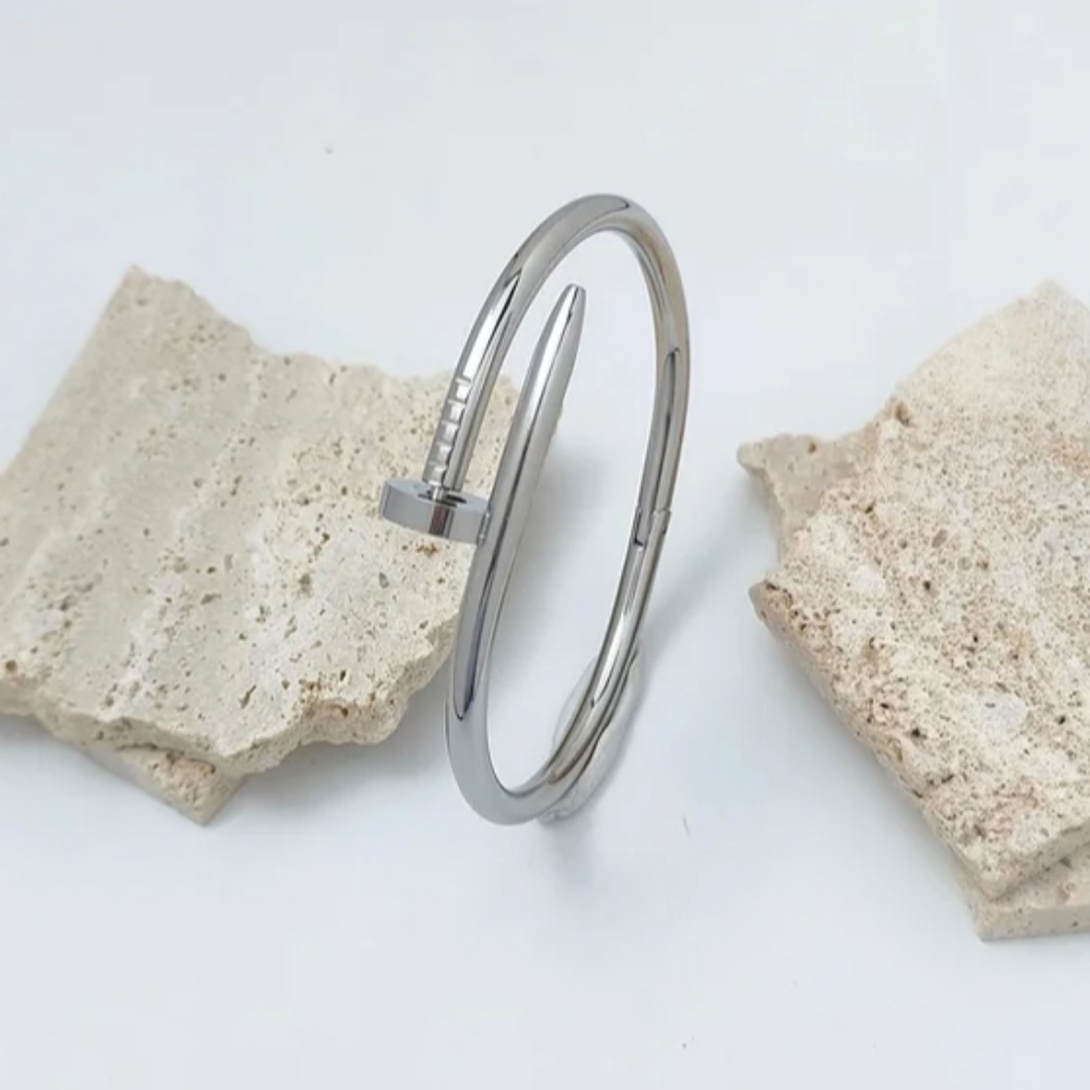 Stainless steel bracelet silver plated size 19 cm, NEW - Picture 2 of 2
